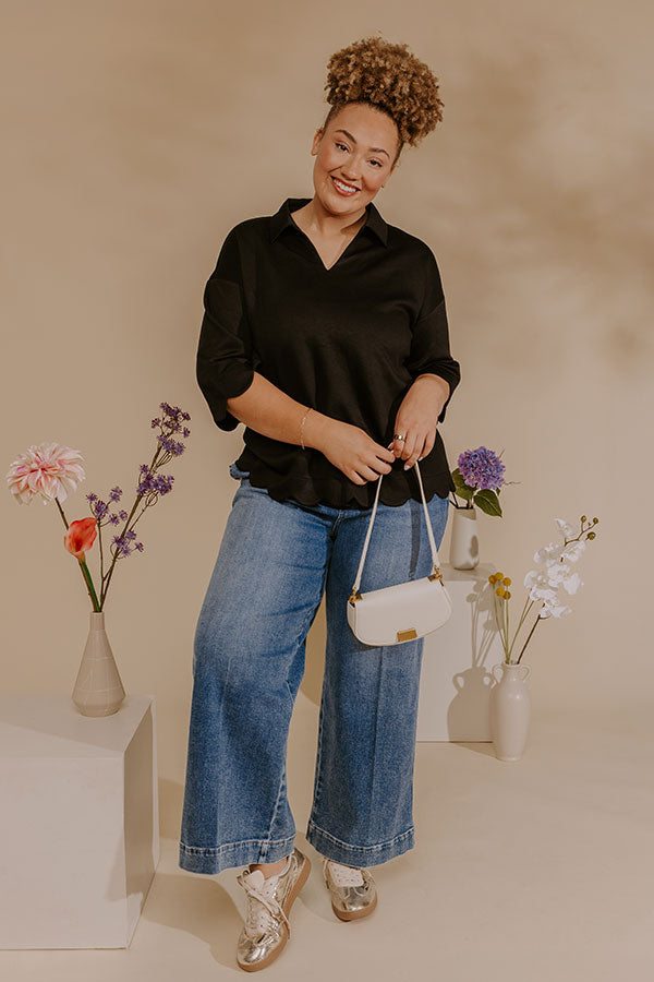 Classic Ambition Scalloped Top in Black Curves Image - 2