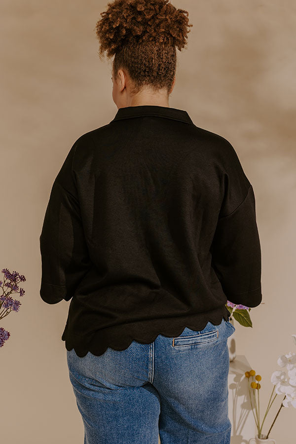 Classic Ambition Scalloped Top in Black Curves Image - 5