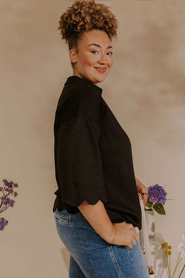 Classic Ambition Scalloped Top in Black Curves Image - 4