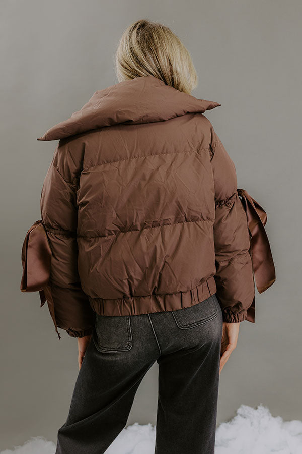 Falling For Cozy Puffer Jacket in Brown Image - 5