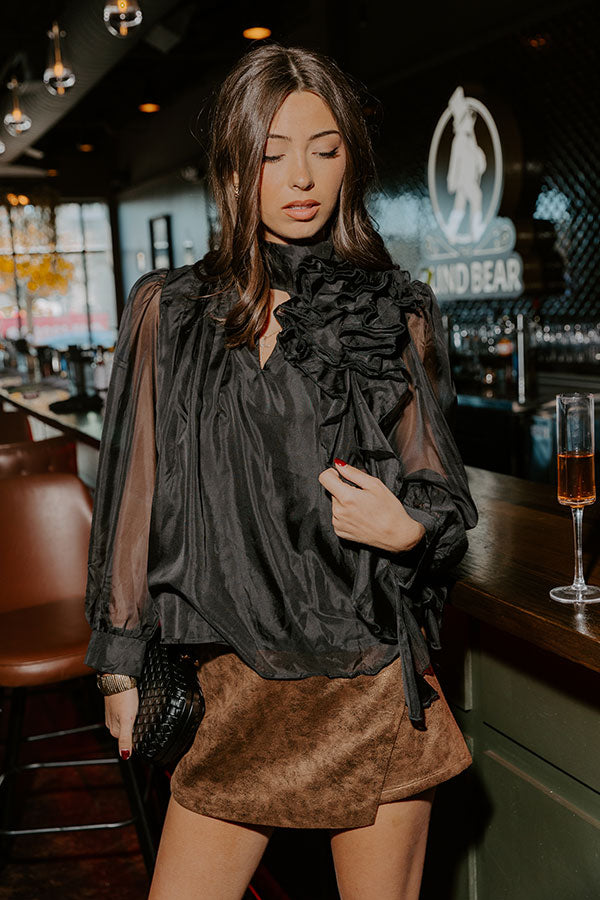 Paris Charm Organza Top in Black Image - 1