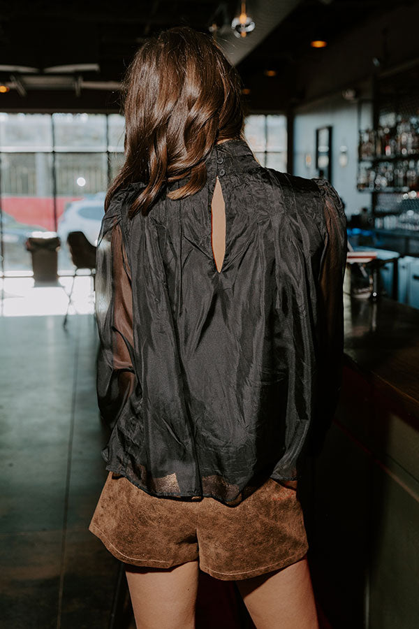 Paris Charm Organza Top in Black Image - 4