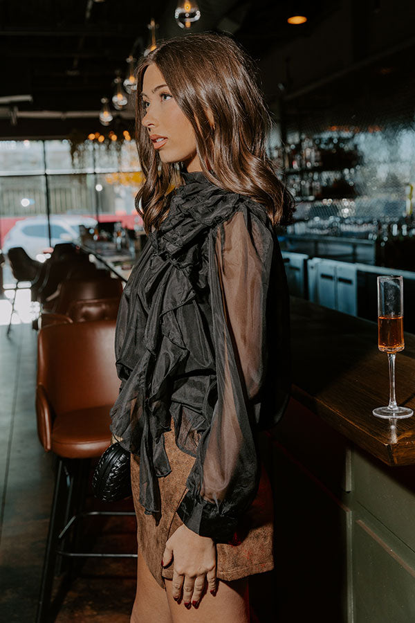 Paris Charm Organza Top in Black Image - 3