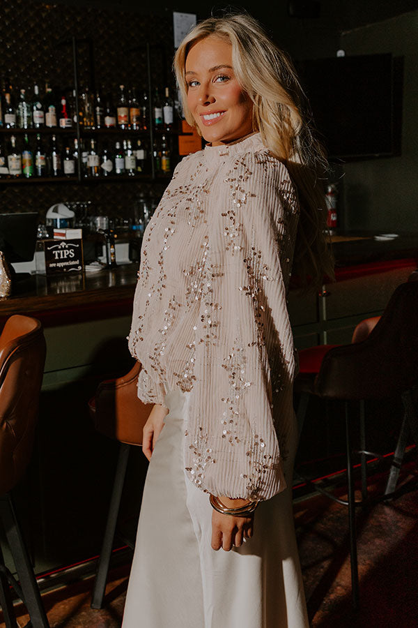 Sparkle Society Sequin Pleated Top Image - 5