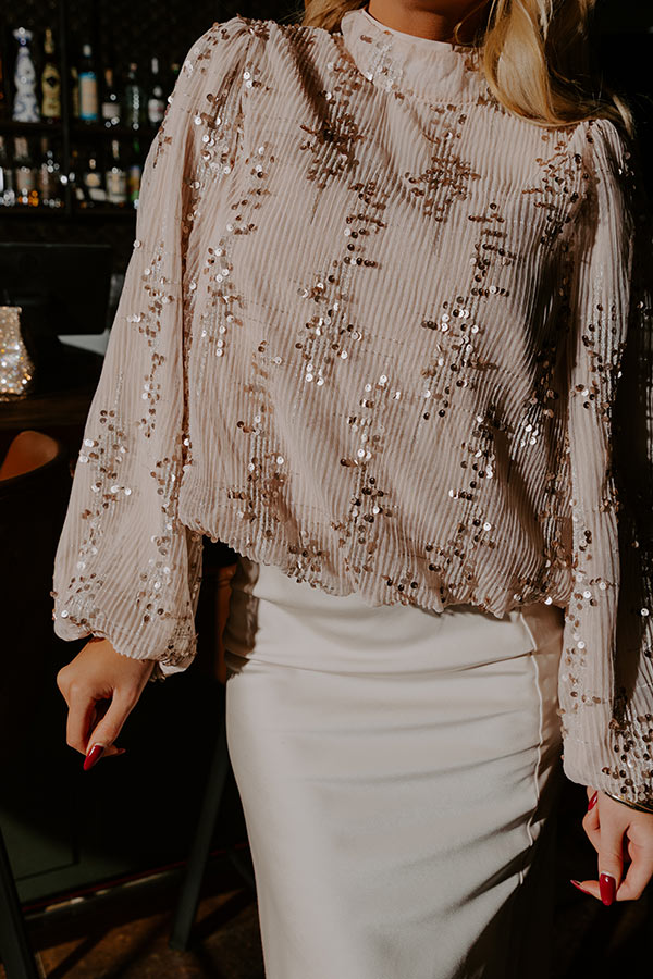 Sparkle Society Sequin Pleated Top Image - 4
