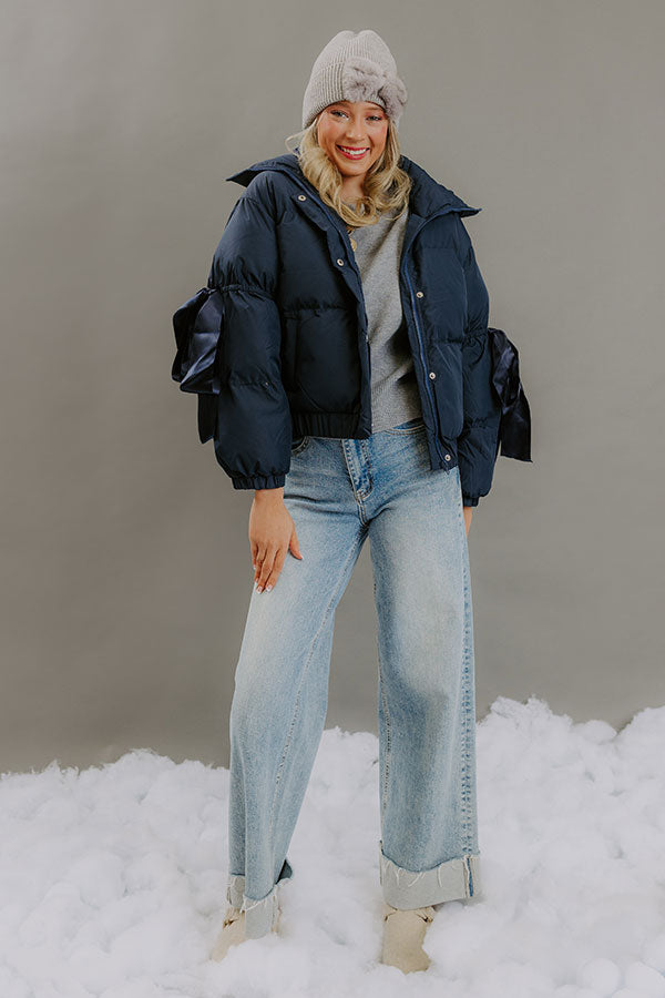 Falling For Cozy Puffer Jacket in Navy Image - 2