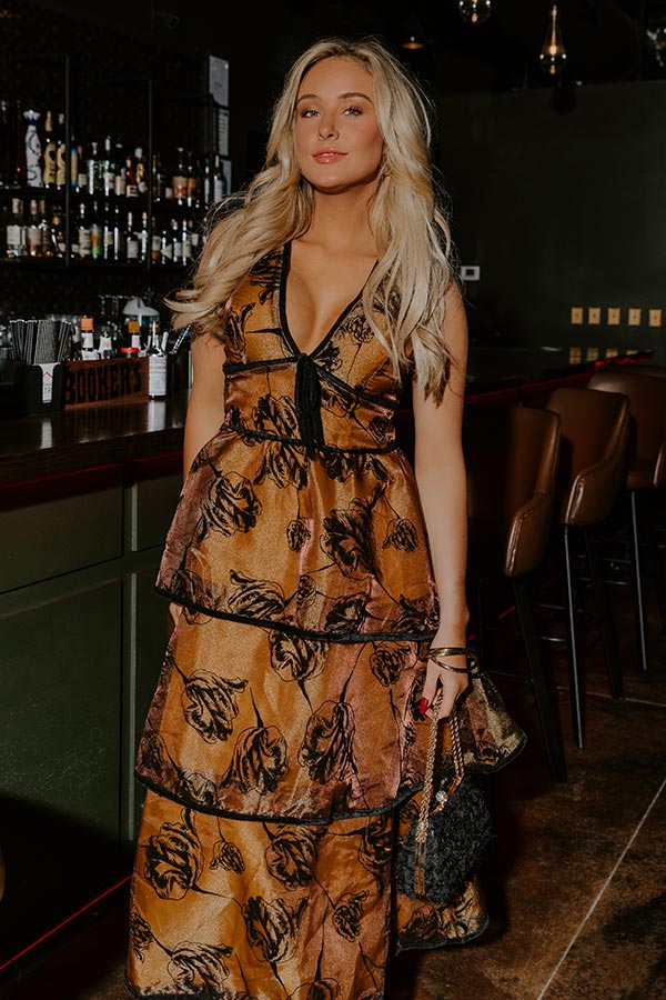 Blooming Grace Floral Tiered Midi Dress Image - 4