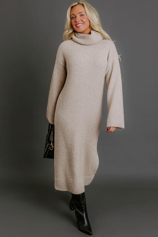 Cozy Charm Knit Sweater Midi Dress Image - 2