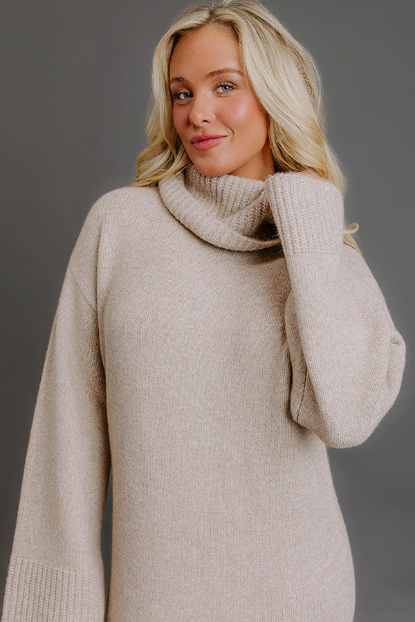 Cozy Charm Knit Sweater Midi Dress Image - 4