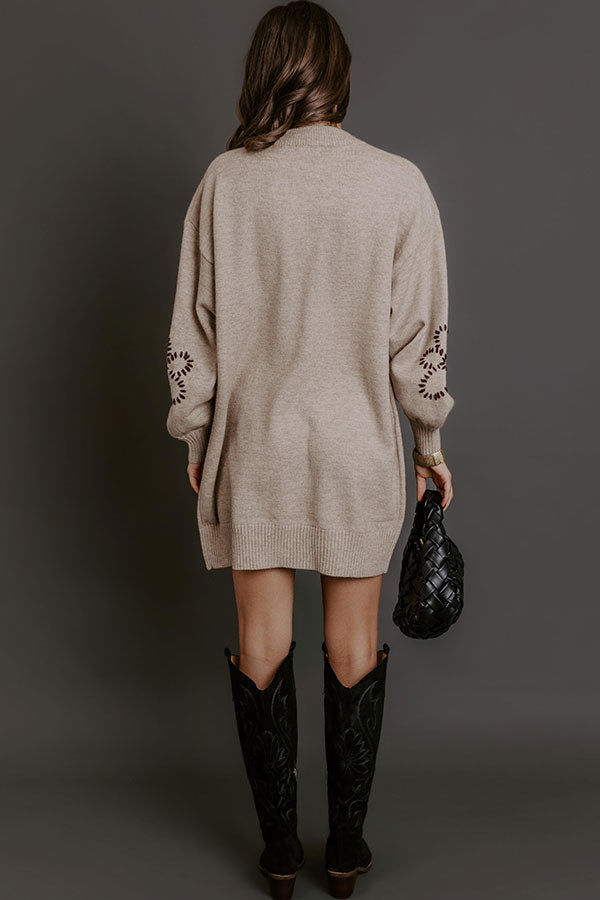 Petal Pop Sweater Mini Dress in Warm Taupe Image - 4