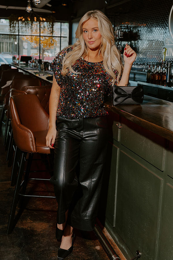 The Hazel High Waist Faux Leather Wide Leg Pants in Black Image - 2