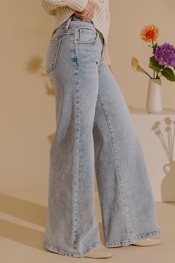 RISEN Melody Low Rise Wide Leg Shimmer Jean Image - 3