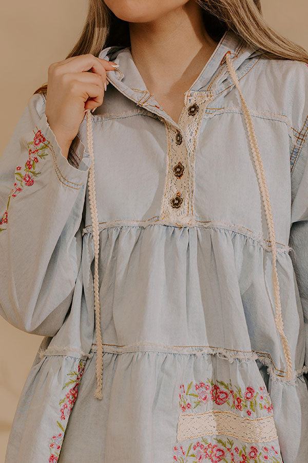 Fresh Start Floral Embroidered Chambray Sweater Image - 5