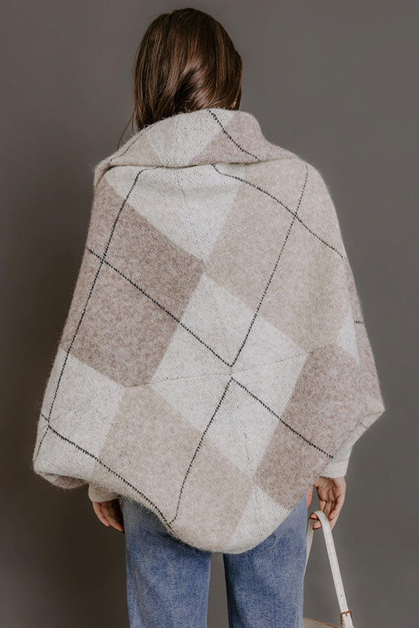 Cozy Lane Knit Plaid Shrug Cardigan in Oatmeal Image - 4