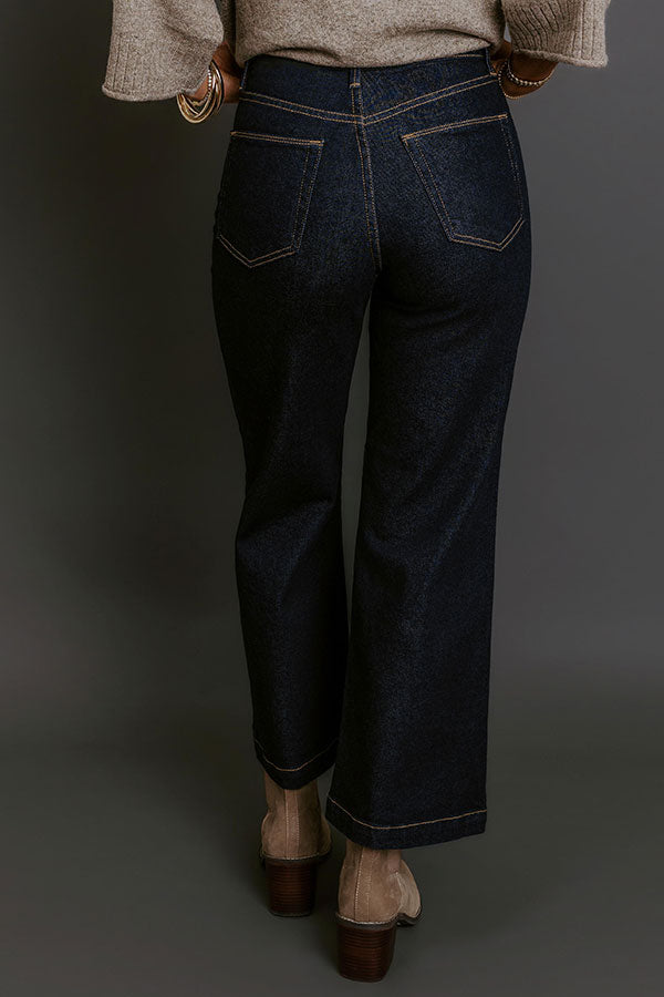 JUST USA Sailor High Waist Wide Leg Jean in Dark Wash Image - 3