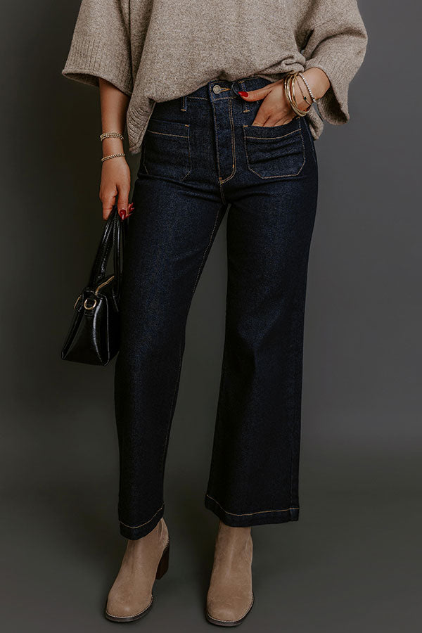 JUST USA Sailor High Waist Wide Leg Jean in Dark Wash Image - 1