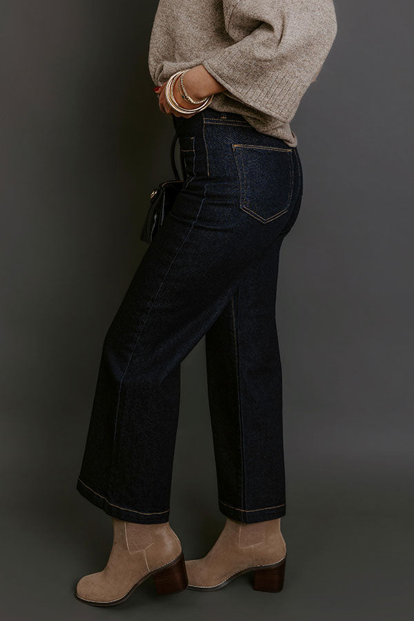 JUST USA Sailor High Waist Wide Leg Jean in Dark Wash Image - 2