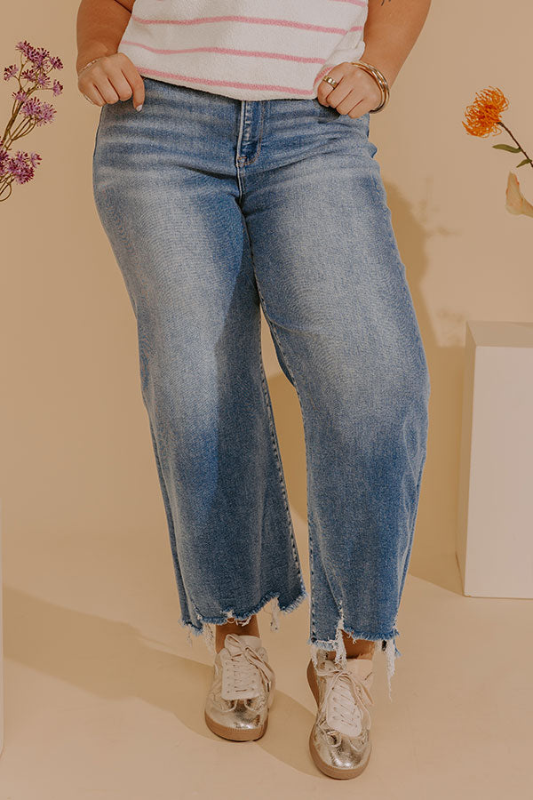 RISEN Isabelle High Waist Crop Wide Leg Jean Curves Image - 1