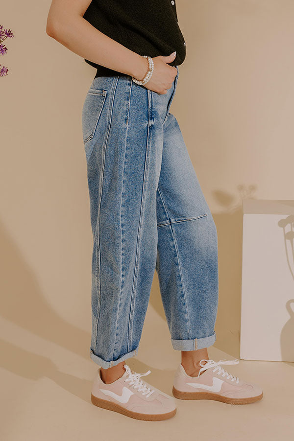 RISEN Scottie High Waist Barrel Leg Cuff Jean Image - 3
