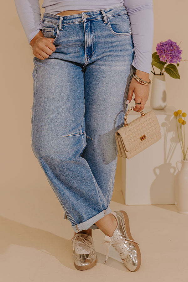 RISEN Scottie High Waist Barrel Leg Cuff Jean Curves Image - 3