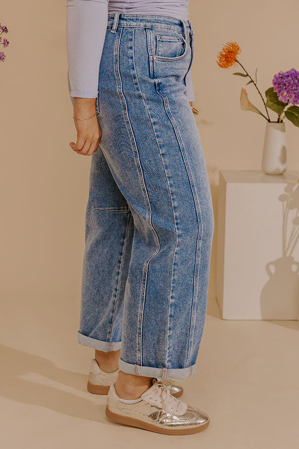 RISEN Scottie High Waist Barrel Leg Cuff Jean Curves Image - 4