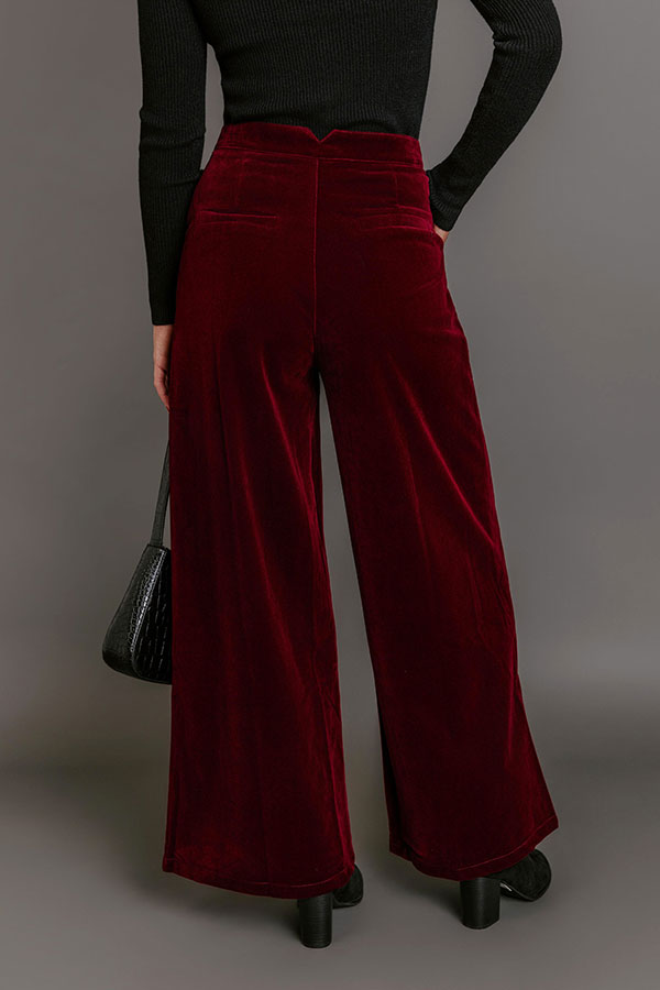 The Stevie High Waist Velvet Wide Leg Pants Image - 4