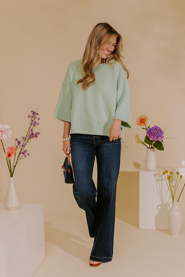 Daydream Knit Sweater Top in Mint Image - 2