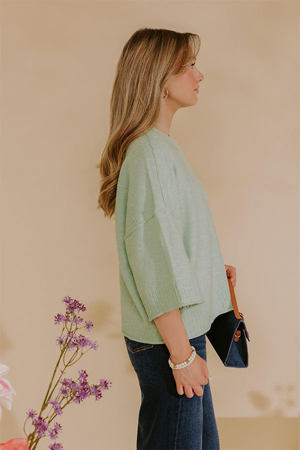 Daydream Knit Sweater Top in Mint Image - 3