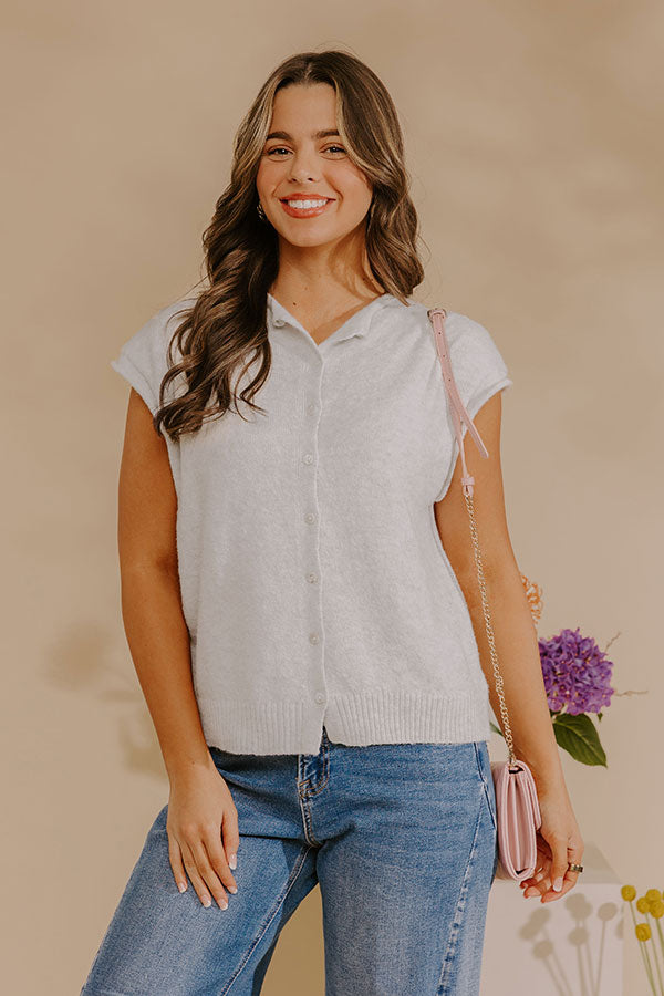Bound In Style Knit Top in Light Grey Image - 1