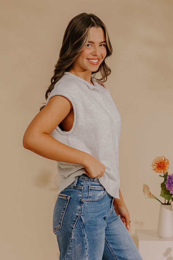 Bound In Style Knit Top in Light Grey Image - 2