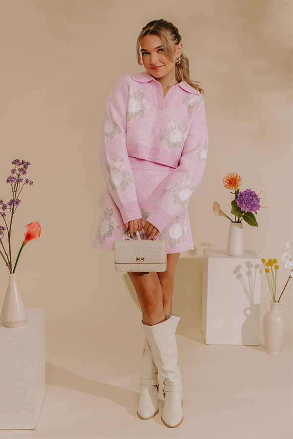 Uptown Bloom Floral Crop Sweater Top Image - 2