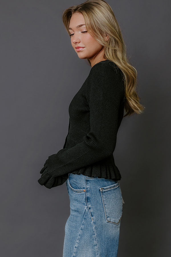 Modern Classic Knit Sweater Top in Black Image - 5