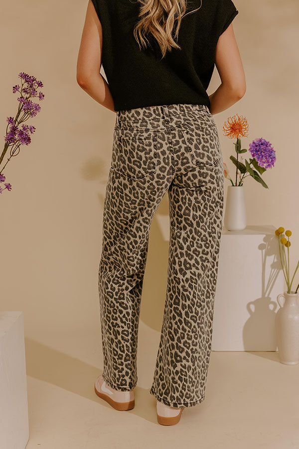 RISEN Nora Midrise Wide Leg Leopard Pants Image - 4