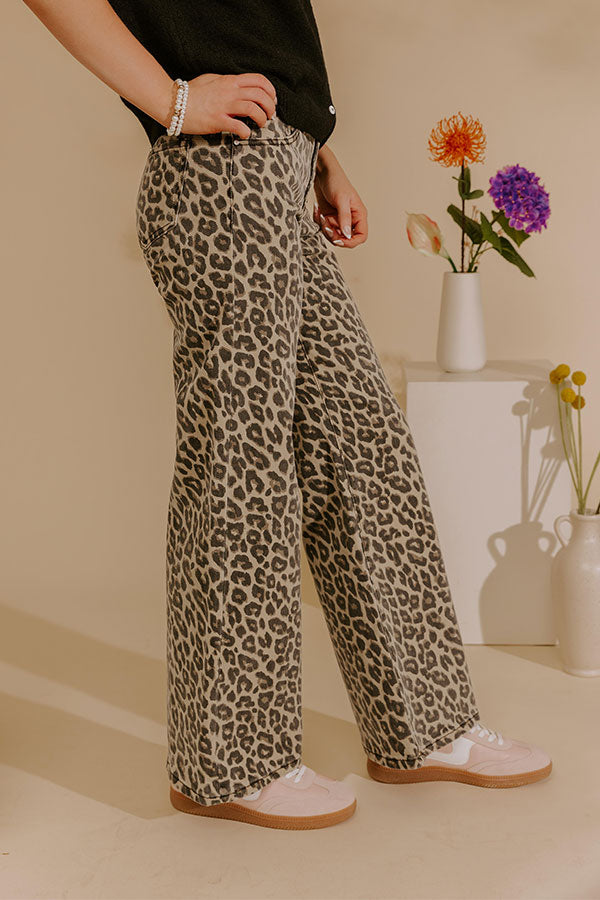 RISEN Nora Midrise Wide Leg Leopard Pants Image - 3