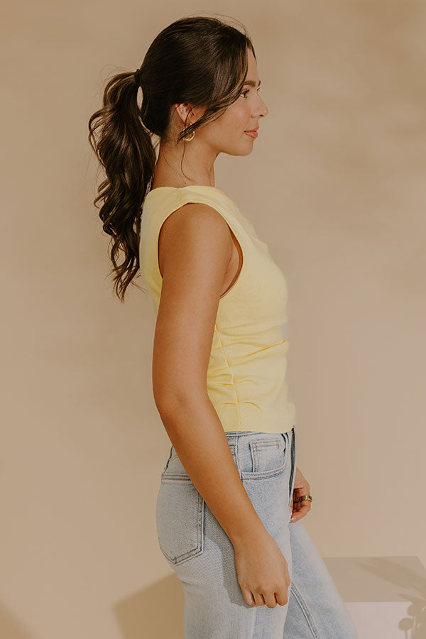 Stylish Staple Asymmetrical Knit Top in Yellow Image - 3