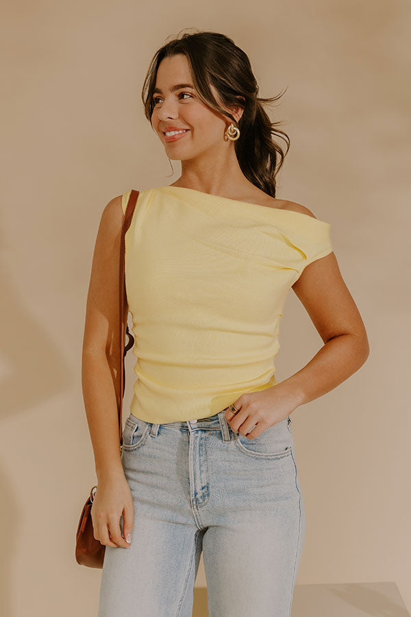 Stylish Staple Asymmetrical Knit Top in Yellow Image - 1