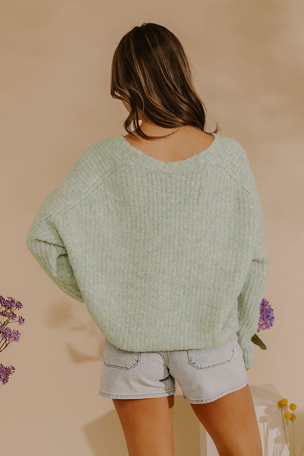 Snuggle Session Knit Cardigan in Mint Image - 4