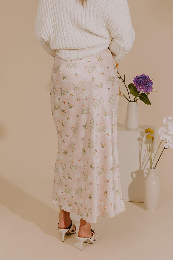 Sweet Day High Waist Floral Satin Maxi Skirt Image - 4