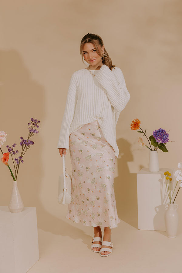 Sweet Day High Waist Floral Satin Maxi Skirt Image - 1