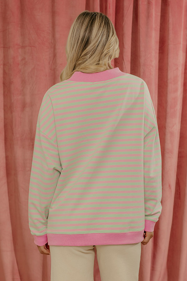 Sweet Day Stripe Sweatshirt in Lime Image - 4