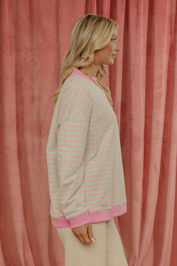 Sweet Day Stripe Sweatshirt in Lime Image - 3