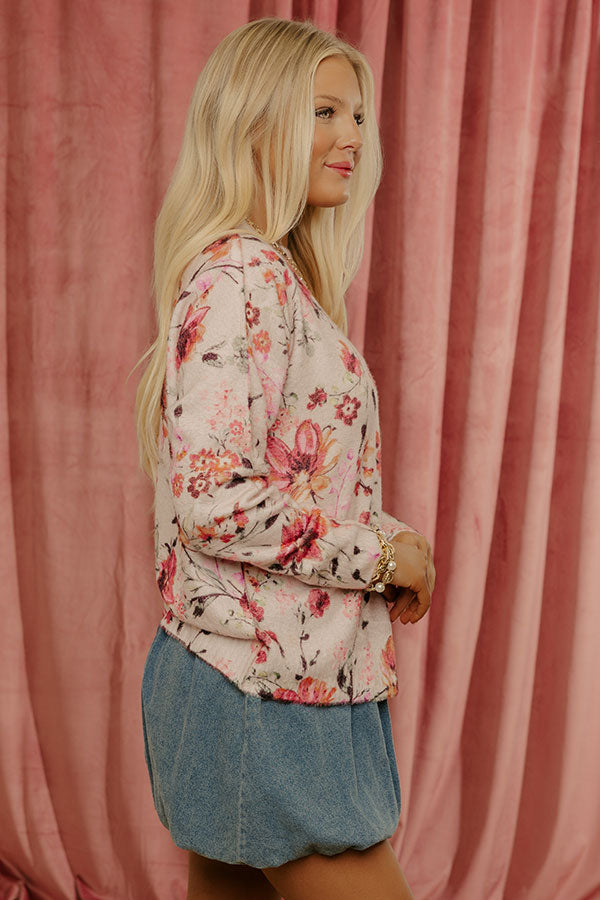 Soft Focus Floral Sweater Top Image - 3