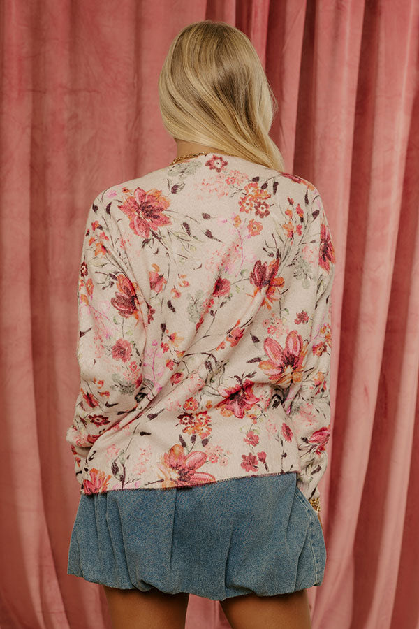 Soft Focus Floral Sweater Top Image - 4