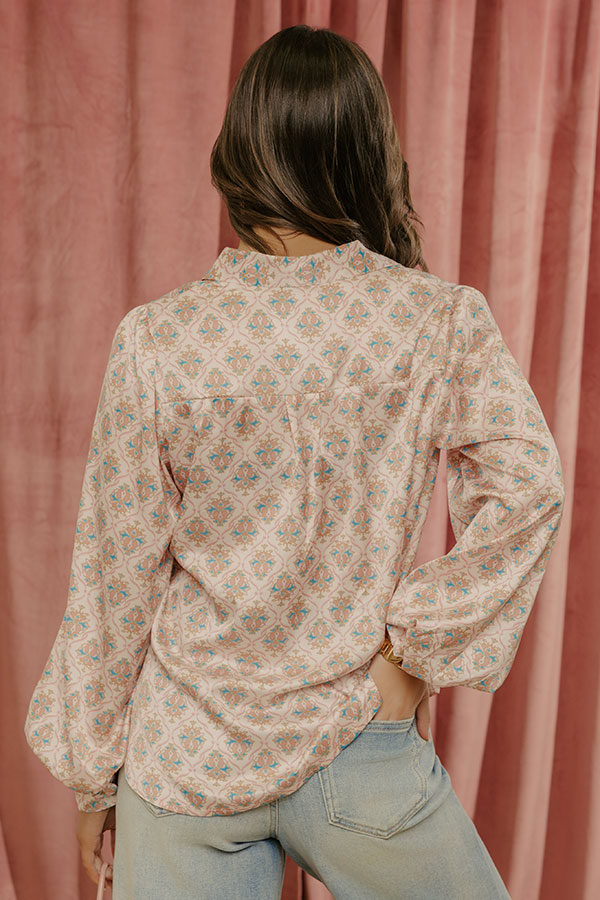 Midtown Chic Satin Button Up Top in Pink Image - 4