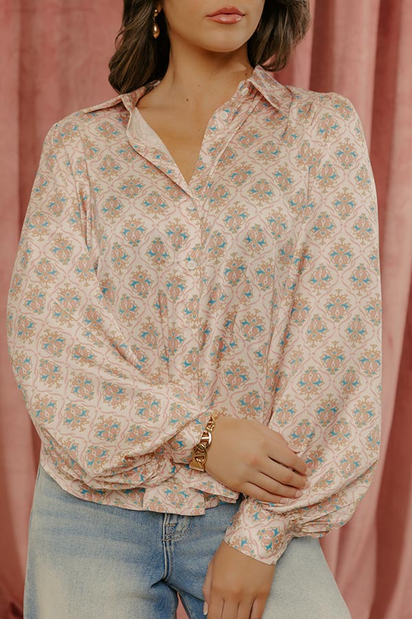 Midtown Chic Satin Button Up Top in Pink Image - 5