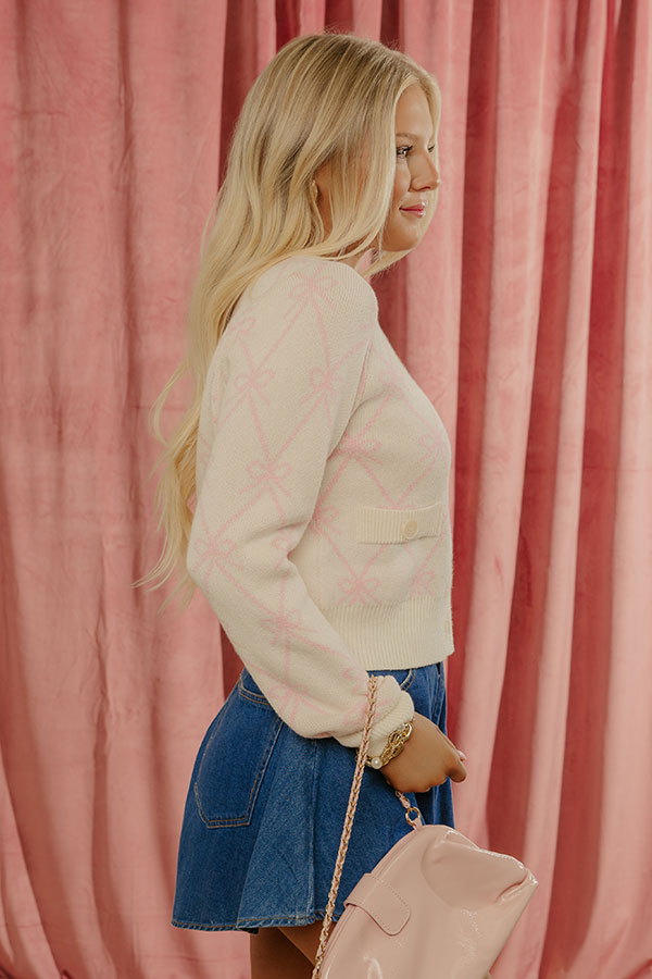 Little Bow Charm Knit Cardigan Image - 3