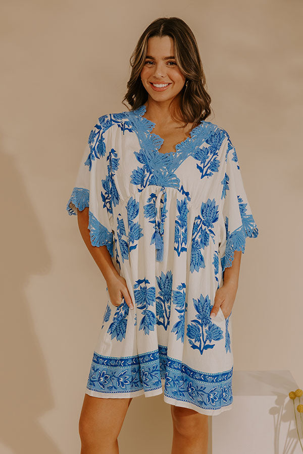 Petal Coast Floral Midi Dress in Ocean Blue Image - 2
