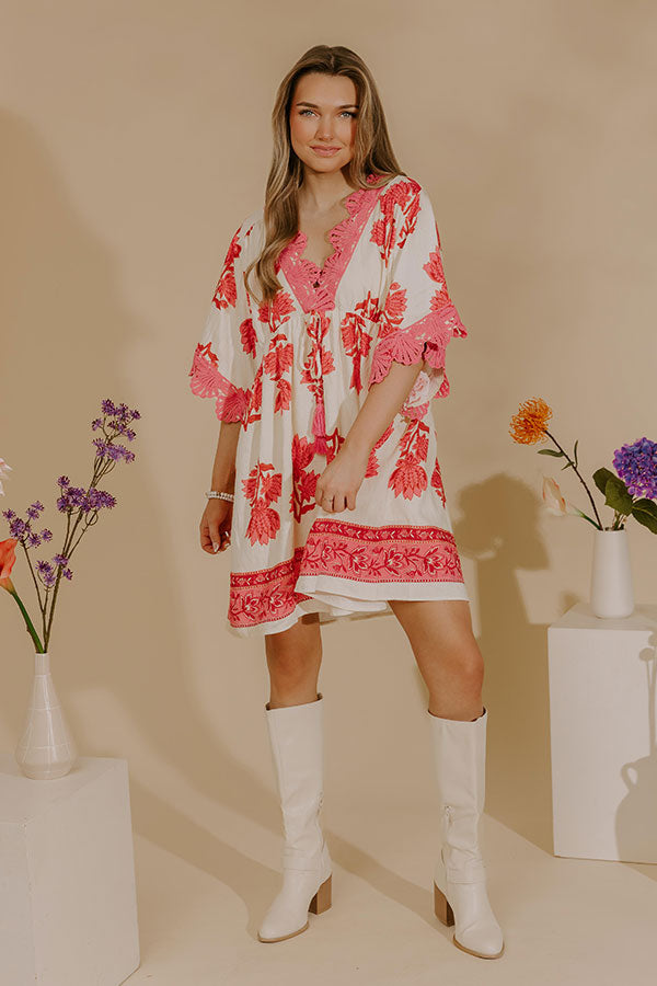 Petal Coast Floral Midi Dress in Pink Image - 1