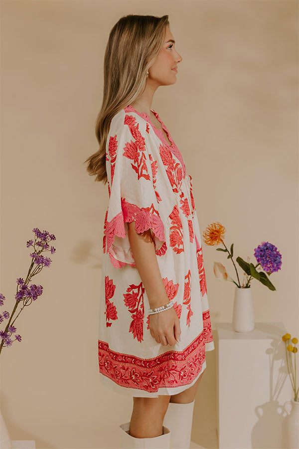Petal Coast Floral Midi Dress in Pink Image - 3