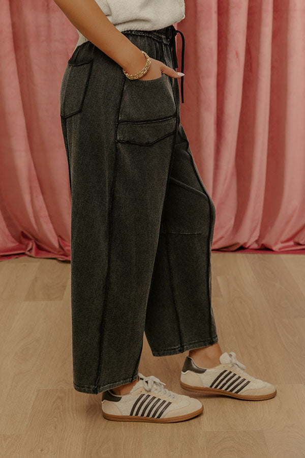 The Callie High Waist Vintage Wash Barrel Leg Pants in Vintage Black Image - 2